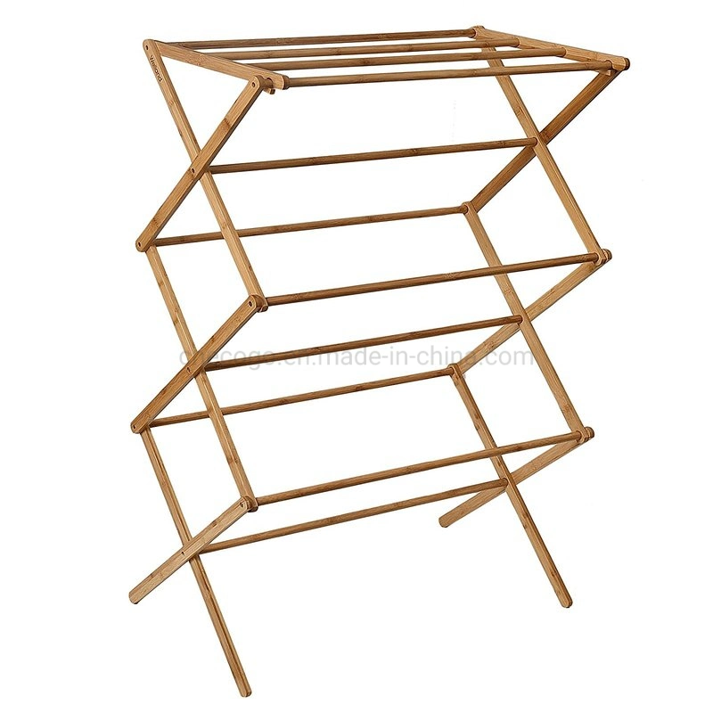 Bamboo Laundry Drying Rack Wooden Foldable Clothes Drying Rack