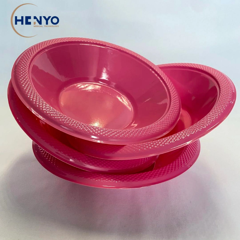 Rose Red Round Disc Food Grade Eco Friendly Plastic Dinner Dish Oval Plate for Pasta