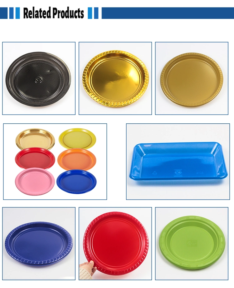 Hot Sale Wholesale Plastic Disposable Food Grade Dark Blue PS Customize Colorful Size Round Plate for Dinner