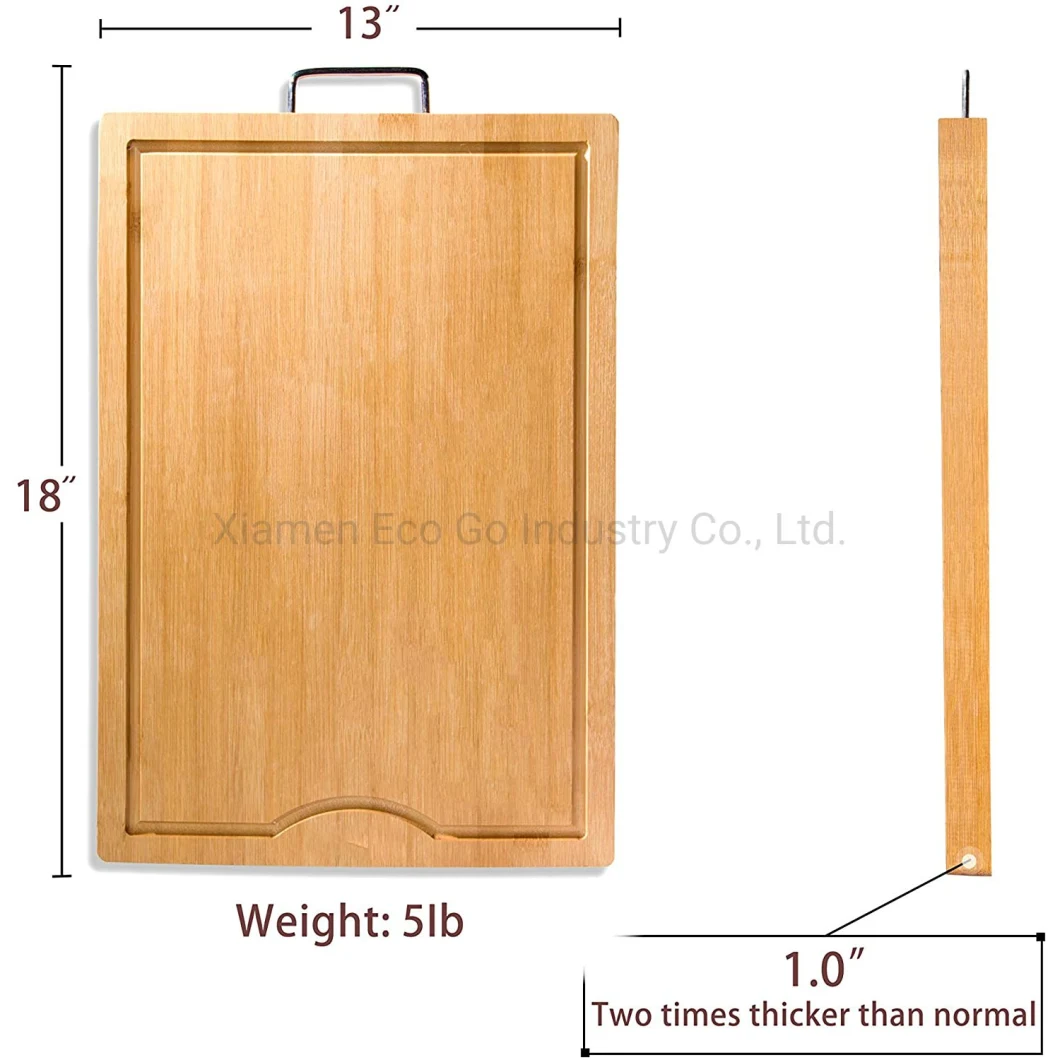 Large & Extra-Thick Bamboo Cutting Boards for Kitchen with Juice Groove Chopping Board with Handle