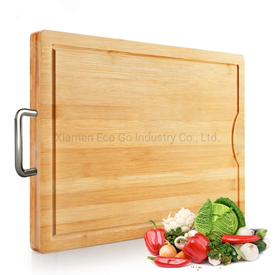 Large & Extra-Thick Bamboo Cutting Boards for Kitchen with Juice Groove Chopping Board with Handle