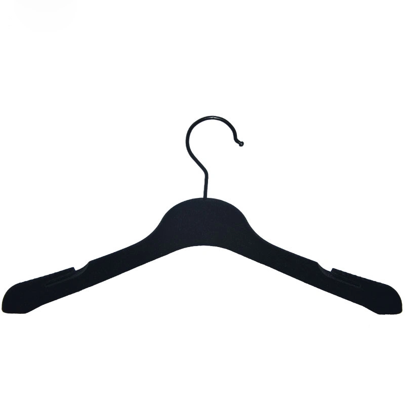 Brand Black Plastic Velvet Clothes Hanger Garment Laundry Hanger