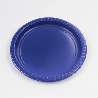Горячая Распродажа, оптовая продажа, пластиковая одноразовая PS, синяя красочная круглая тарелка для вечеринки или ужина