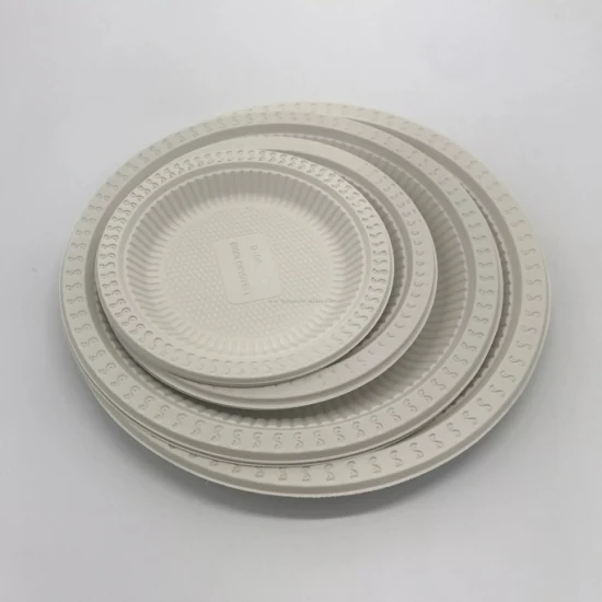 Круглая тарелка диаметром 10 дюймов, 254 мм, 510 мл. 100% биоразлагаемая одноразовая полипропиленовая тарелка, изготовленная из экологически чистого пластика для фаст-фуда, изготовленного из кукурузного крахмала.