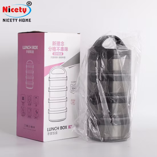 Новый дизайн, пластиковый круглый многослойный портативный термостойкий ланч-бокс из нержавеющей стали, ланч-бокс для хранения продуктов на открытом воздухе