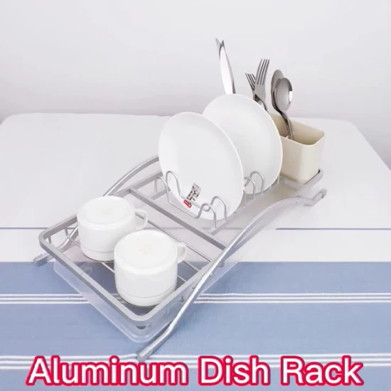 Заводская цена Органайзер для кухонной мойки Алюминиевая стойка для сушки посуды с пластиковым держателем для посуды