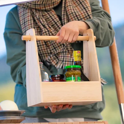 Открытый портативный ящик для еды из массива дерева, кухонная стойка для хранения специй, корзина для пикника и кемпинга